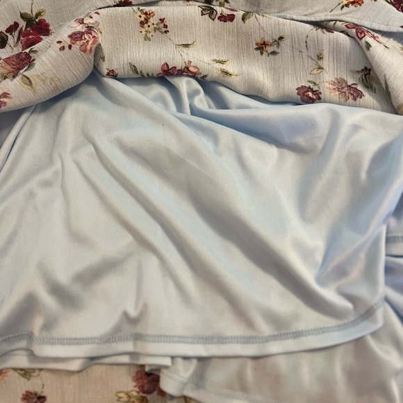 WAYF Blouson V Neck Blue Floral Print Midi Dress in Rayon Gauze sz S - Picture 11 of 16